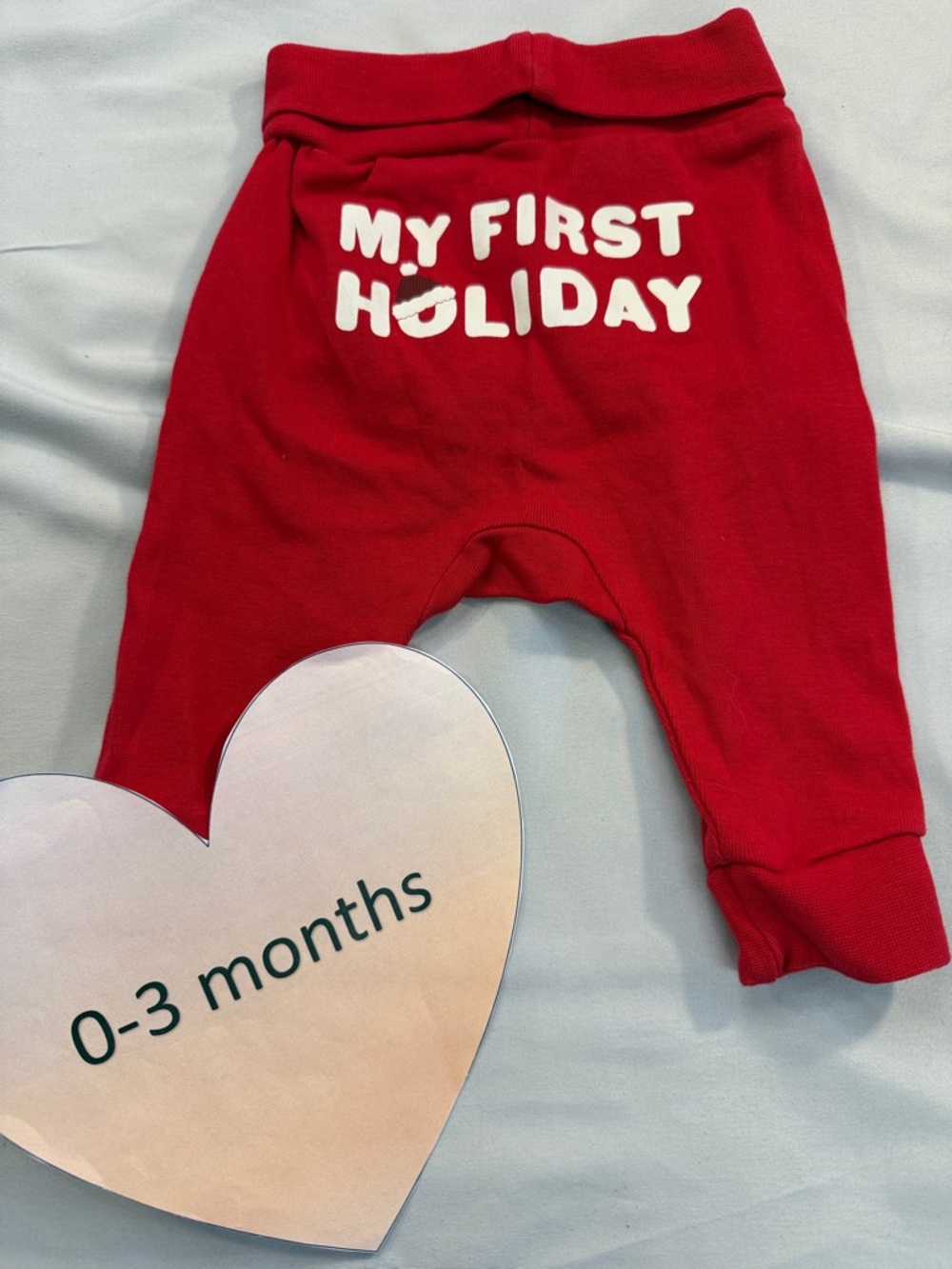 H&M - Organic Cotton Red Newborn 'My First Holiday' Baby Pants